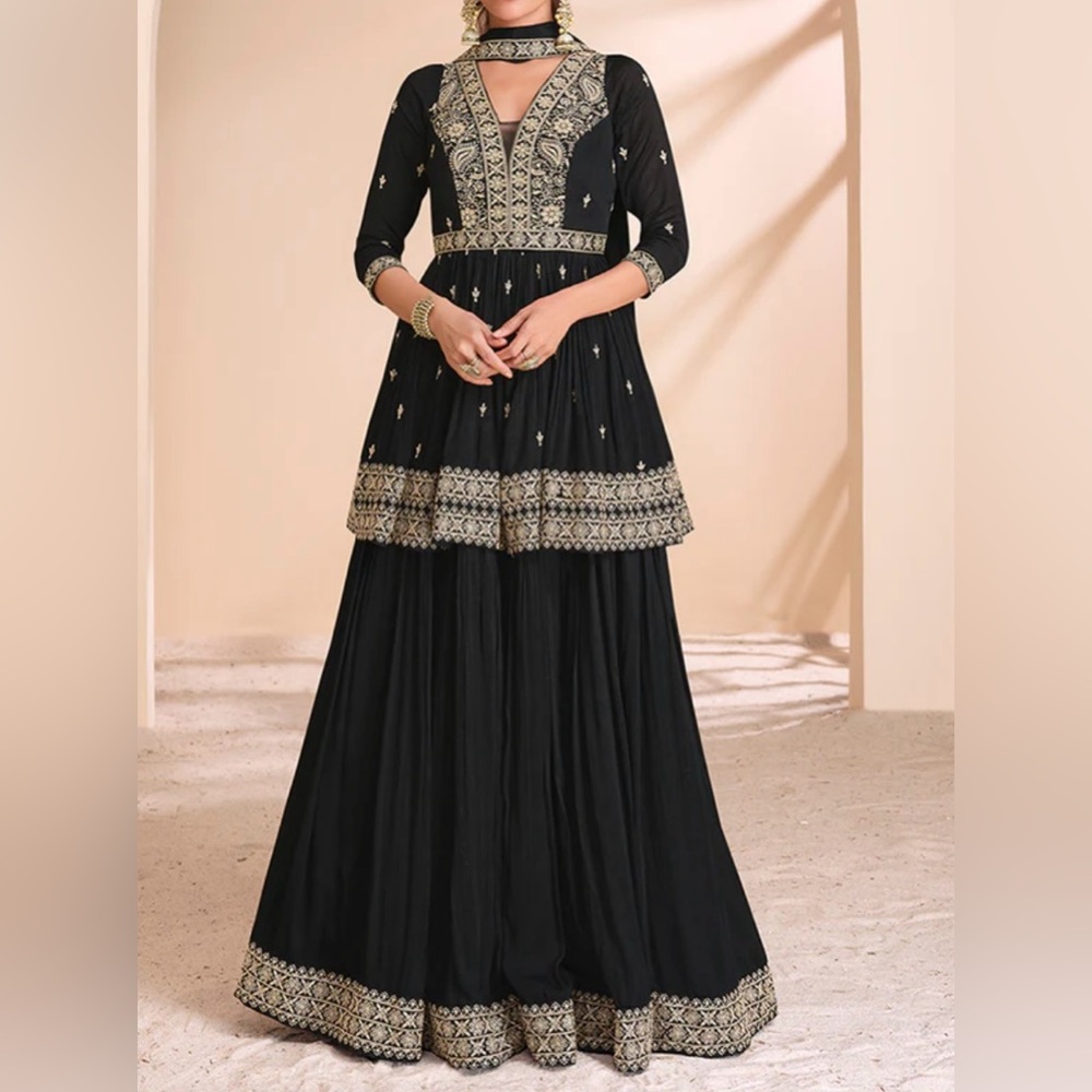 Black Lehenga Kurti Suit
